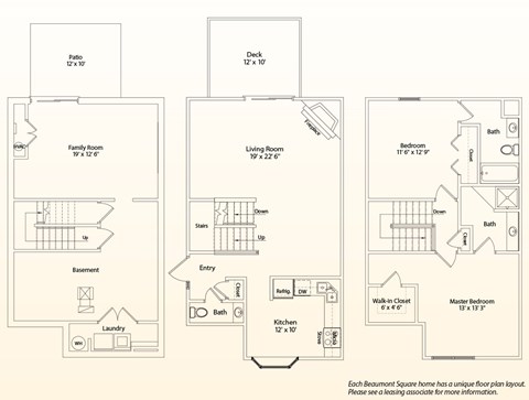 A floor plan of a Beaumont Square home is shown with labeled rooms and dimensions.